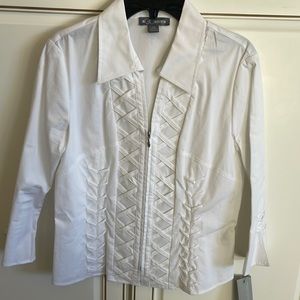 NWT Go Silk Petite White Fitted Blouse